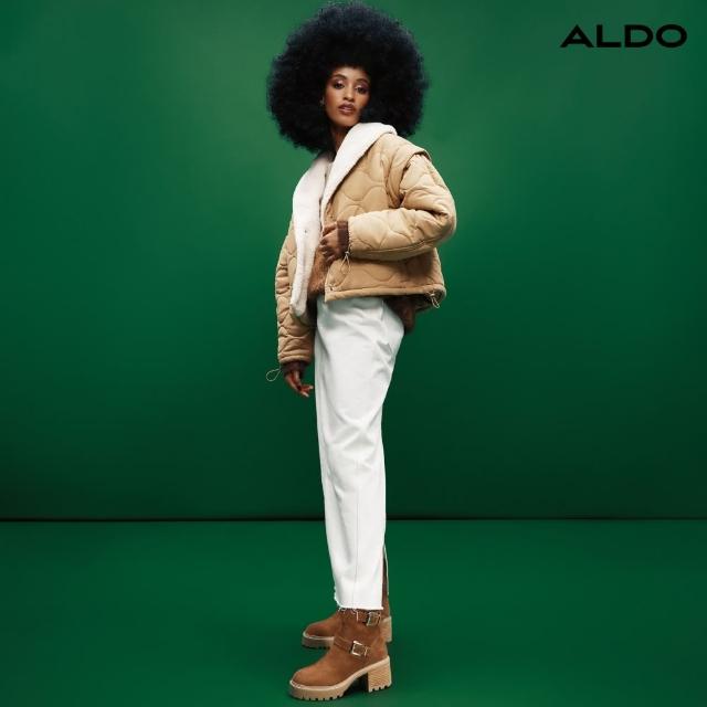 【ALDO】PALOMINA-時尚風範雙扣帶粗跟厚底短靴-女靴(棕色)