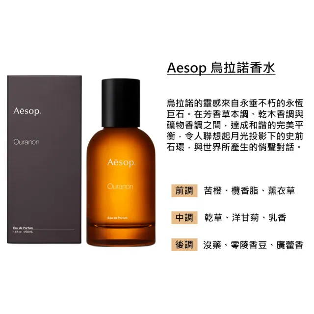 Aesop】香水50ml 喀斯特/米拉塞蒂/埃雷米亞/艾底希思/格歐暮/烏拉諾(多 