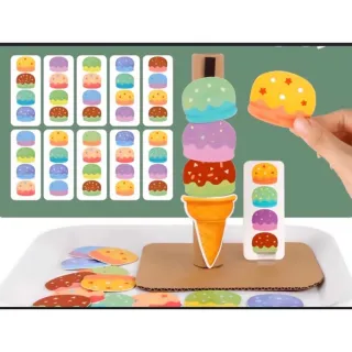 【子玄】冰淇淋疊疊樂 學習教材 冰淇淋桌遊(顏色對應教學 顏色配對 蒙氏早療教學)