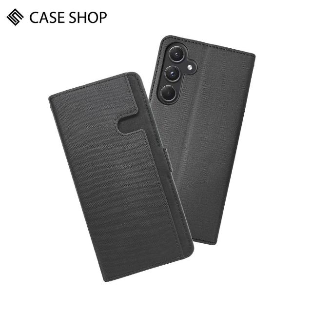 【CASE SHOP】Samsung A35 5G 前收納側掀皮套-黑(內襯卡片夾層 翻蓋站立)