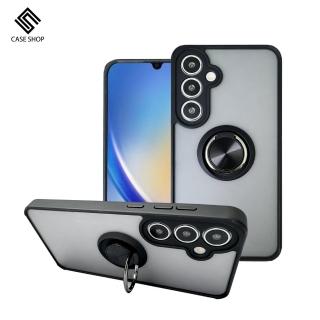 【CASE SHOP】Samsung A35 5G 指環支架站立保護殼-黑(360度可調整式支架、一秒輕鬆追劇)