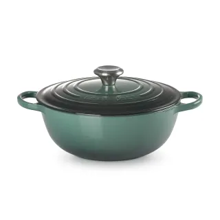 【Le Creuset】典藏琺瑯鑄鐵鍋媽咪鍋26cm(綠光森林-鋼頭)