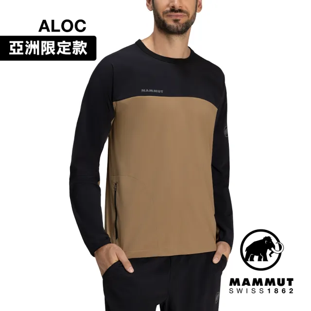 【Mammut 長毛象】Comfort Crew Neck AF Men 日系彈性防潑水休閒上衣 深沙褐/黑 男款 #1011-02400