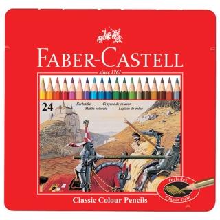【Faber-Castell】德國輝柏 24色鐵盒油性色鉛筆 115845 全新公司貨(禮物 美術 繪畫 開學)