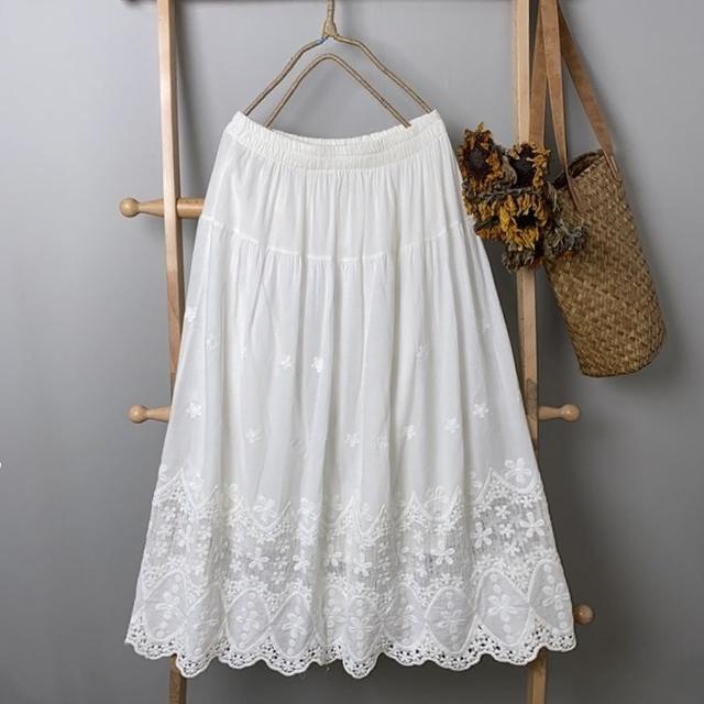 【巴黎精品】現貨+預購 半身裙A字長裙(減齡刺繡鏤空A字女裙子3色a1ed73)