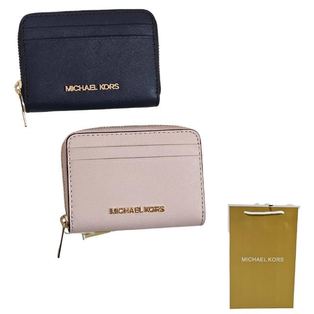【Michael Kors】MICHAEL KORS 防刮皮革拉鍊零錢包/卡包兩色可選(贈原廠紙袋母親節送禮)