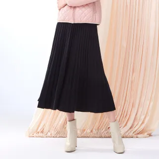 【MYVEGA 麥雪爾】MA金蔥紗線下擺傘狀針保暖織長裙-黑