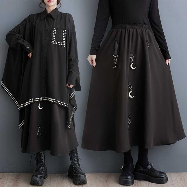 【巴黎精品】現貨+預購 半身裙A字長裙(日系月亮吊墜寬鬆女裙子a1eb58)