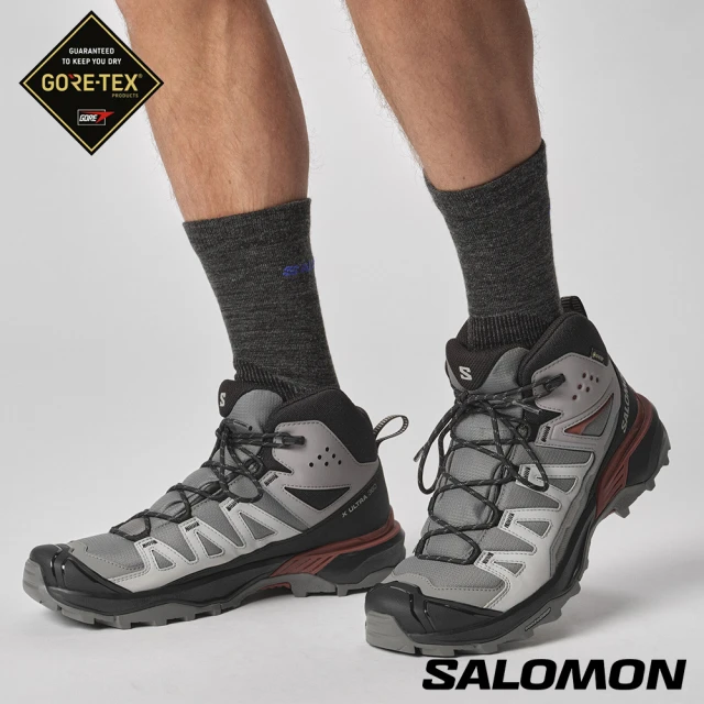 salomonsalomon官方直營 男 X ULTRA 360 Goretex 中筒登山鞋(藍灰/黑/焦褐紅)