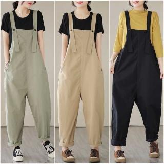 【巴黎精品】現貨+預購 吊帶褲休閒長褲(韓版工裝寬鬆連身女褲子3色a1eb38)