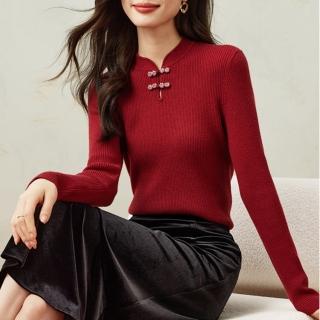 【LANNI 藍尼】★盤扣中國式圓領長袖上衣(女裝/時尚)