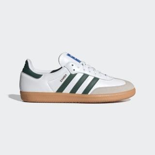 【adidas 愛迪達】Samba OG 男女 休閒鞋 復古 德訓鞋 皮革 麂皮 情侶 穿搭 流行 膠底 白綠(IE3437)