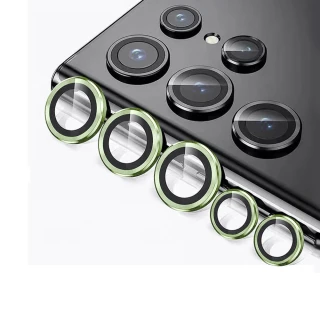 【HH】SAMSUNG Galaxy S23 Ultra 帶定位輔助器鋁合金框-綠色-鋼化玻璃鏡頭貼(GPN-SSS23U-GALENS)