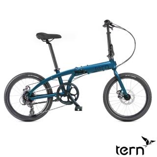 【Tern】Link B8 20吋8速鋁合金碟煞折疊車-孔雀綠底海軍藍標(小折/通勤/休閒/代步)