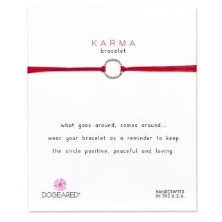 【Dogeared】Karma 閃亮圓滿圈手鍊 銀墜紅線手鍊 幸運繩 附原廠盒(幸運繩祈願手鍊)
