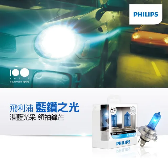 【Philips 飛利浦】頭燈 藍鑽之光 5000K H11(車麗屋)