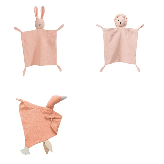 【Kori Deer 可莉鹿】純色質感小動物純棉紗布安撫巾(寶寶玩具安撫玩偶)