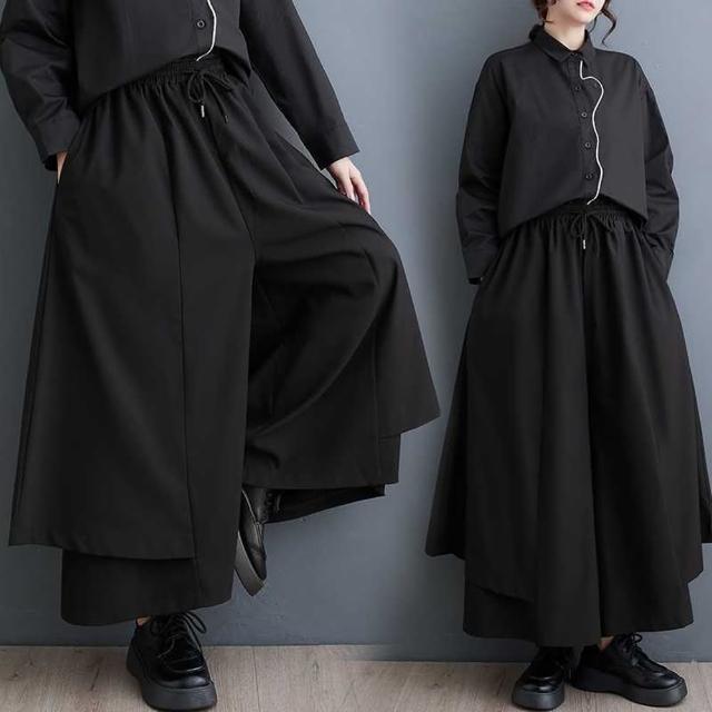 【巴黎精品】現貨+預購 休閒褲寬管長褲(寬鬆彈性腰圍九分褲女褲子a1eb11)