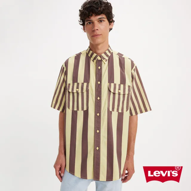 【LEVIS】Skateboarding™滑板系列 男款 雙袋條紋短袖襯衫 上衣 熱賣單品 A4329-0003