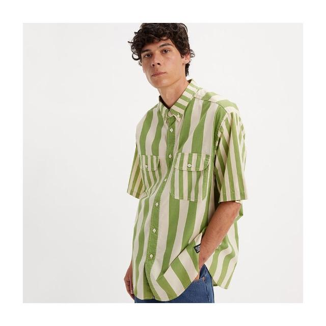 【LEVIS】Skateboarding™滑板系列 男款 雙袋條紋短袖襯衫 上衣 熱賣單品 A4329-0002