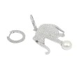 【apm MONACO】法國精品珠寶 閃耀銀色鑲鋯珍珠EQUILIBRE大象 圈式耳環(AE11083M)
