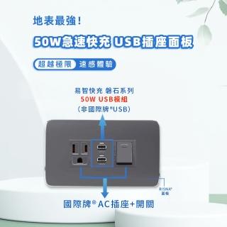 【易智快充】磐石系列-國際牌 Panasonic Risna面板 50W USB快充插座(插座+50W USB+開關)