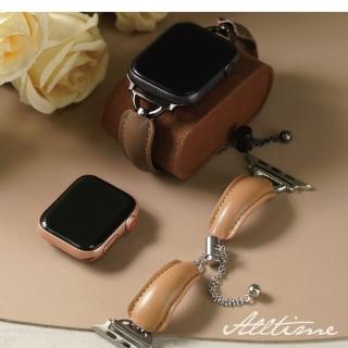 【ALL TIME 完全計時】Apple Watch38/40/41/42/44/45/46/49mm 美拉德皮革手鐲鋼鏈帶