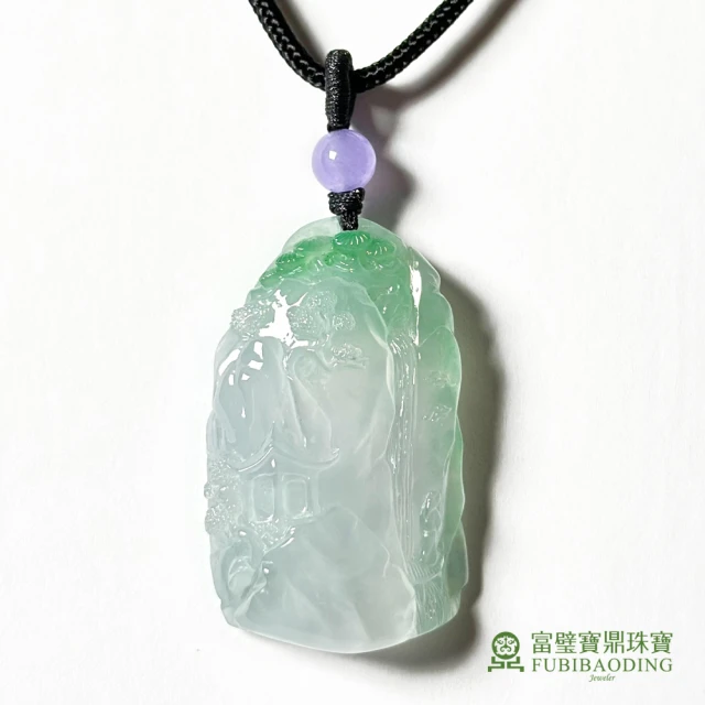 Fubibaoding jeweler 富璧寶鼎珠寶 冰種綠絲翡翠山水牌墜(天然A貨 玉牌 送禮)