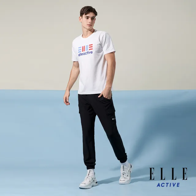 【ELLE ACTIVE】男女同款 法式經典配色圓領短袖T恤-白色(EA24M2F1602#90)