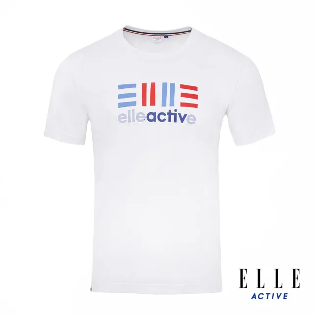 【ELLE ACTIVE】男女同款 法式經典配色圓領短袖T恤-白色(EA24M2F1602#90)