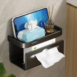 【Elyse 收納】壁掛式 多功能太空鋁衛生紙架 衛浴廁所手機架置物架