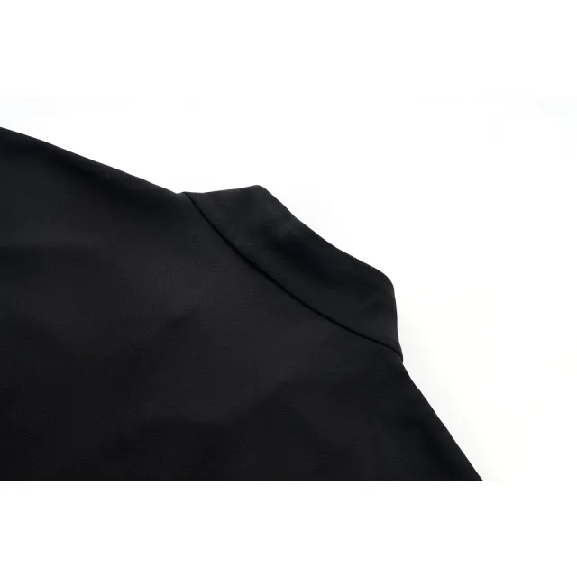 【FILA官方直營】男吸濕排汗拼接格紋短袖半門襟T恤-黑色(1TEY-1734-BK)