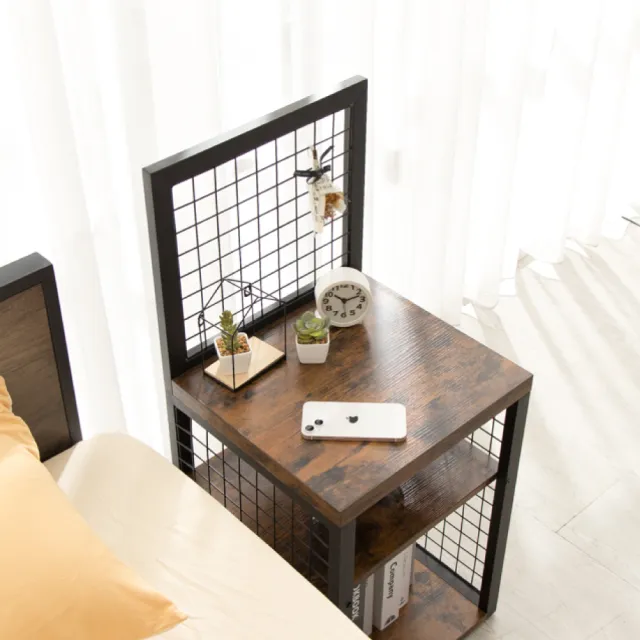 【IDEA】工業風鐵木3層收納邊桌/層架(床邊桌 沙發邊桌 茶几)