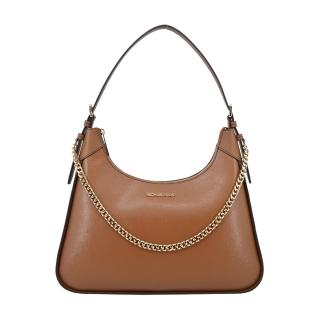 【Michael Kors】WILMA金字皮革掛鍊肩背包(中/棕)