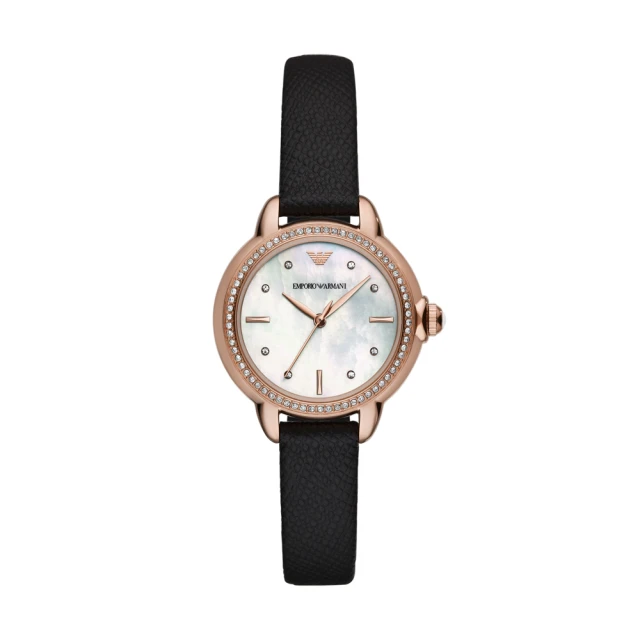 EMPORIO ARMANI 優雅格調時尚腕錶-玫瑰金X白(AR11598)