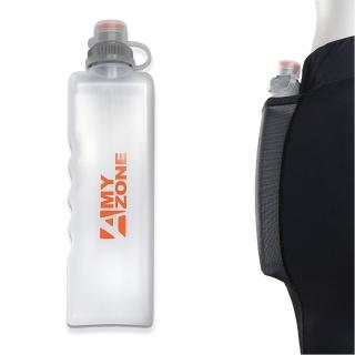 【A-MYZONE】口袋壓力褲專用 路跑扁水壺/弧形水壺/加大水量設計(慢跑/登山/馬拉松 解放雙手)