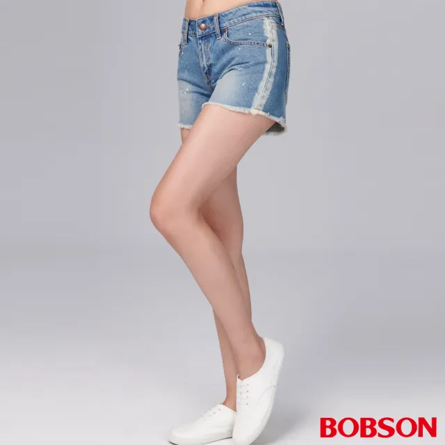 【BOBSON】女款日本黑標塗白短褲(BSL012-FE)