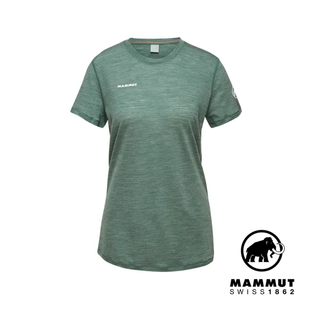 【Mammut 長毛象官方直營】Tree Wool FL T-Shirt W 羊毛混紡快乾抗臭短袖T恤 深玉石綠 女款 #1017-06670