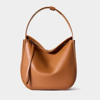 【A&L 老工匠】真皮慵懶風極簡舒適軟牛皮通勤大容量單肩斜背包(真皮包包 質感棕)