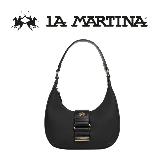 【LA MARTINA】雙11 義大利原裝進口 限量2折 頂級時尚金標皮革肩背包 1303T 全新專櫃展示品(黑
