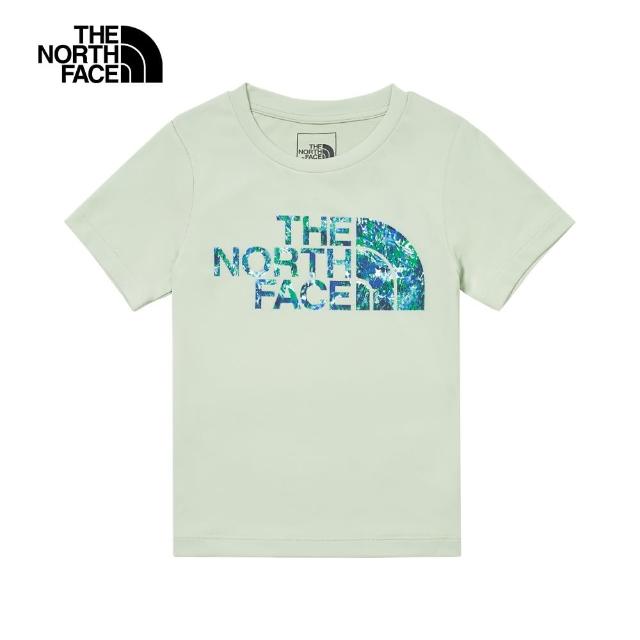 【The North Face 官方旗艦】北面兒童綠色UPF防曬炫彩LOGO短袖T恤｜88H6I0G(抗UV/排汗衫)