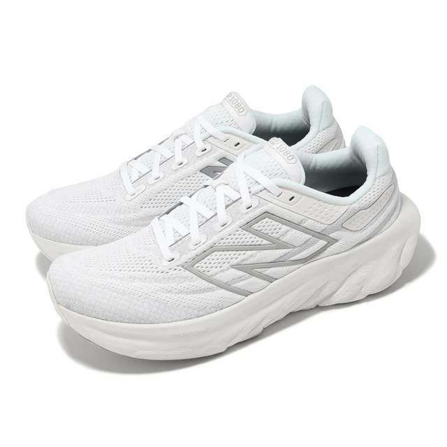 NEW BALANCE 慢跑鞋 Fresh Foam X 1080 V13 2E 寬楦 男鞋 白 金屬銀 運動鞋 NB(M1080W13-2E)