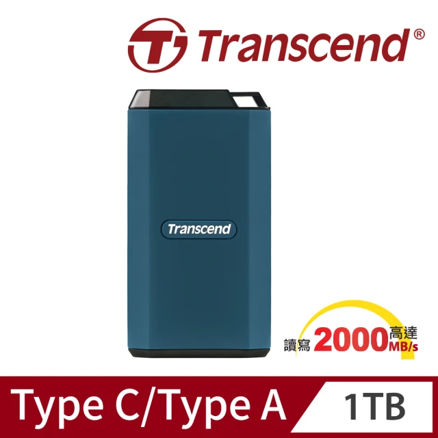 【Transcend 創見】ESD410C 1TB USB3.2/Type C 抗摔防水雙介面行動固態硬碟-藏青藍(TS1TESD410C)