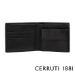 【Cerruti 1881】限量2折 義大利頂級小牛皮4卡零錢袋短夾皮夾 5410M 全新專櫃展示品(黑色 贈禮盒提袋)