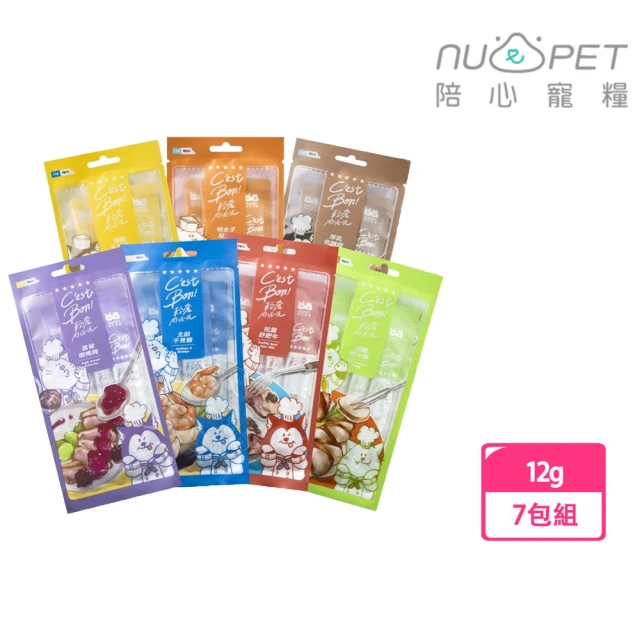 NU4PET 陪心寵糧 犬貓C est bon 輕奢肉泥泥12g/4入×7包組(犬貓適用 高肉含量 減磷減納)