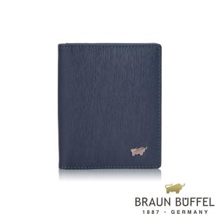 【BRAUN BUFFEL 德國小金牛】台灣總代理 HOMME-M 10卡名片夾-深藍色(BF306-401-MAR)