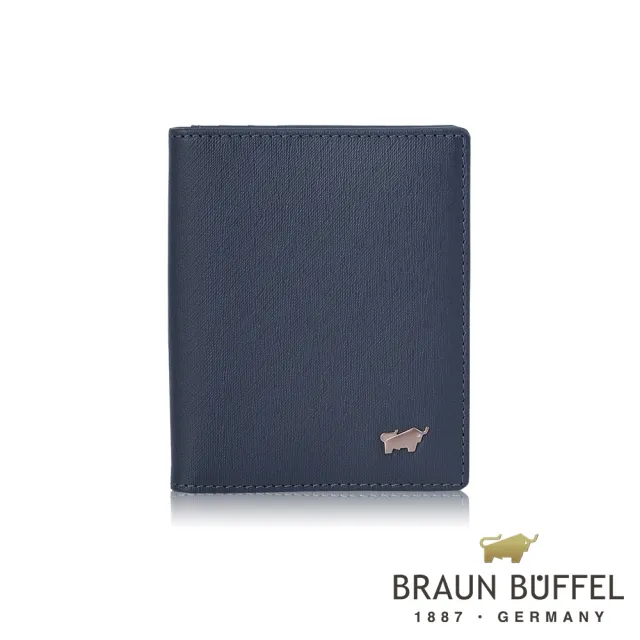【BRAUN BUFFEL 德國小金牛】HOMME-M 10卡名片夾-深藍色(BF306-401-MAR) 送禮推薦