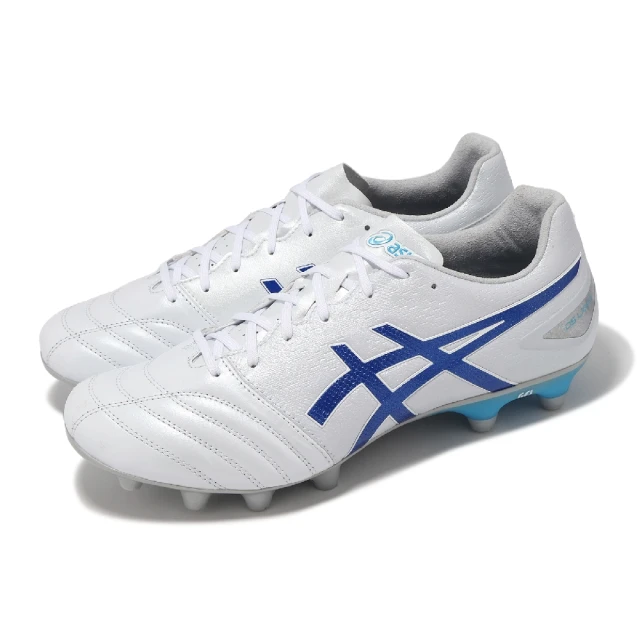 asics 亞瑟士 足球鞋 DS Light Pro 2E 男鞋 寬楦 白 鮪魚藍 袋鼠皮 PU鞋釘 運動鞋 亞瑟士(1103A110100)