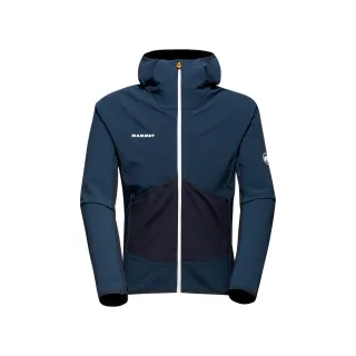 【Mammut 長毛象官方直營】Eiger Speed Hybrid Hooded 極限艾格防潑水中層連帽外套 夜藍 男款 #1014-05011