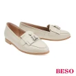 【A.S.O 阿瘦集團】BESO經典立體流蘇舒適平底樂福鞋(奶油白)